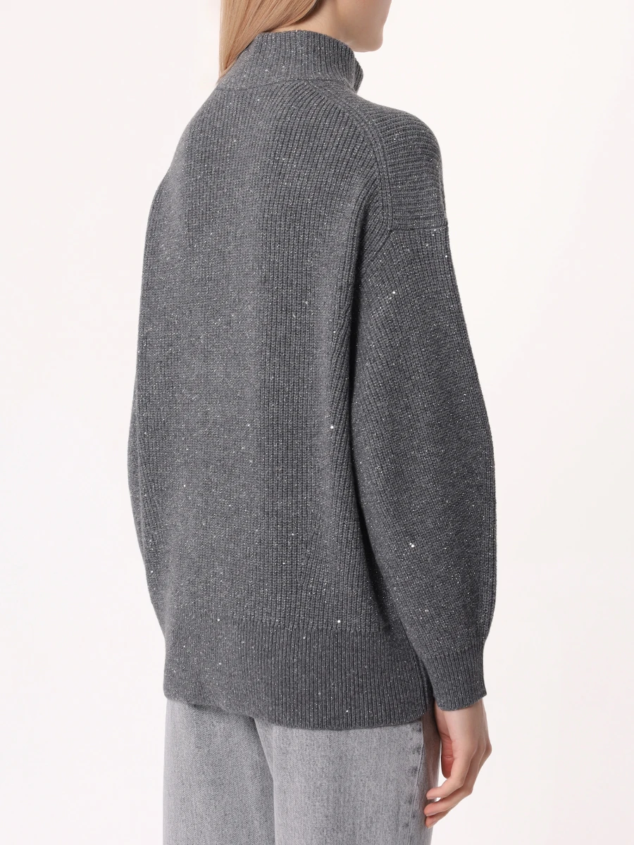 Джемпер из кашемира и шерсти BRUNELLO CUCINELLI MBM756904 C503 Темно- Серый  Фото 3