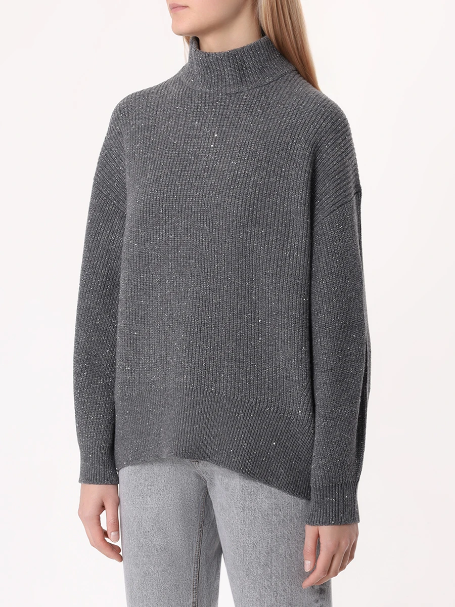 Джемпер из кашемира и шерсти BRUNELLO CUCINELLI MBM756904 C503 Темно- Серый  Фото 4