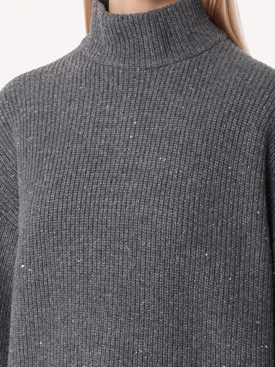 Джемпер из кашемира и шерсти BRUNELLO CUCINELLI MBM756904 C503 Темно- Серый  Фото 5
