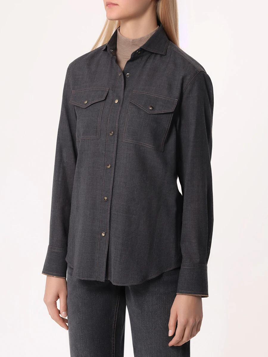 Рубашка шерстяная BRUNELLO CUCINELLI MD920MJ986 C001 Серый  Фото 4