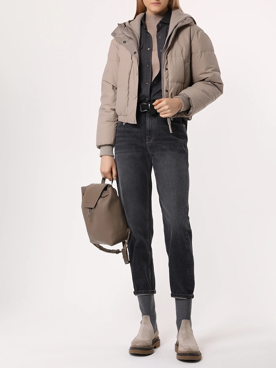 Пуховик стеганый BRUNELLO CUCINELLI MD5997859 CJU49 Коричневый  Фото 2