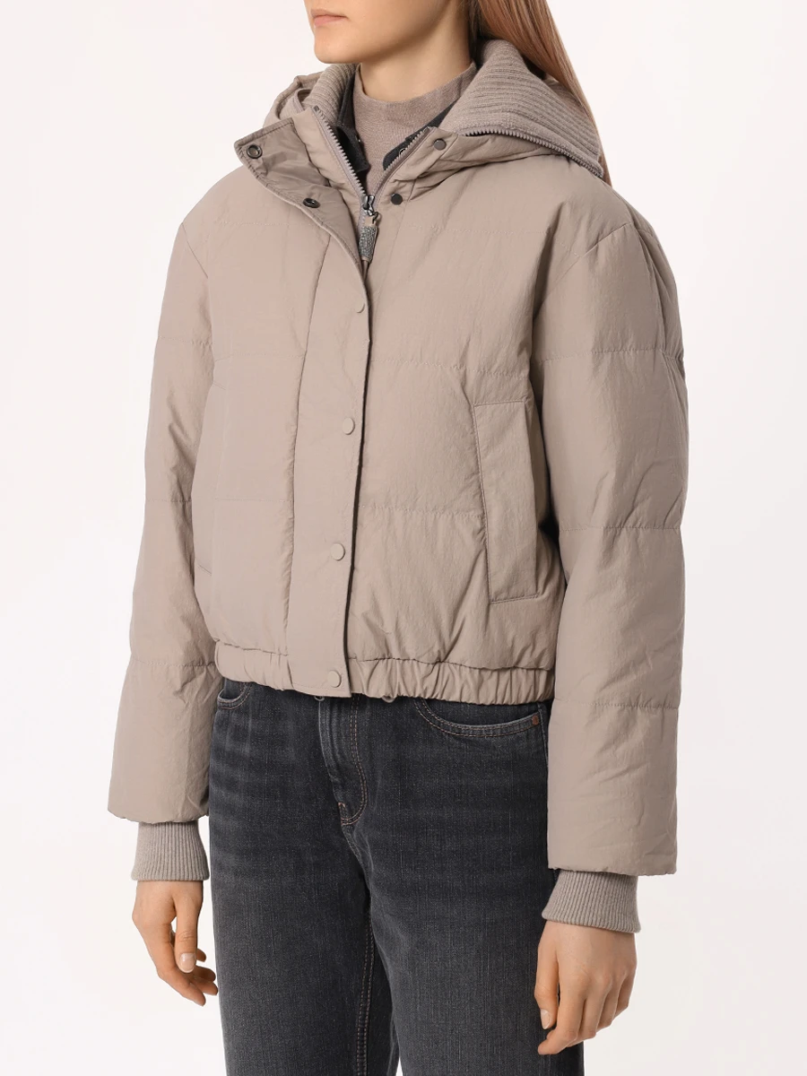 Пуховик стеганый BRUNELLO CUCINELLI MD5997859 CJU49 Коричневый  Фото 4