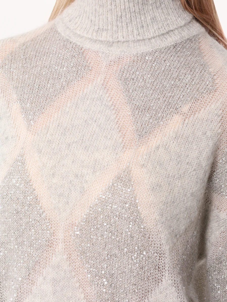 Свитер из шерсти и мохера BRUNELLO CUCINELLI MCM518803 CXL37 Серый  Фото 5