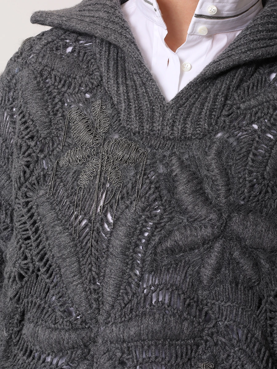 Джемпер кашемировый BRUNELLO CUCINELLI M52617904 C079 Темно- Серый  Фото 6