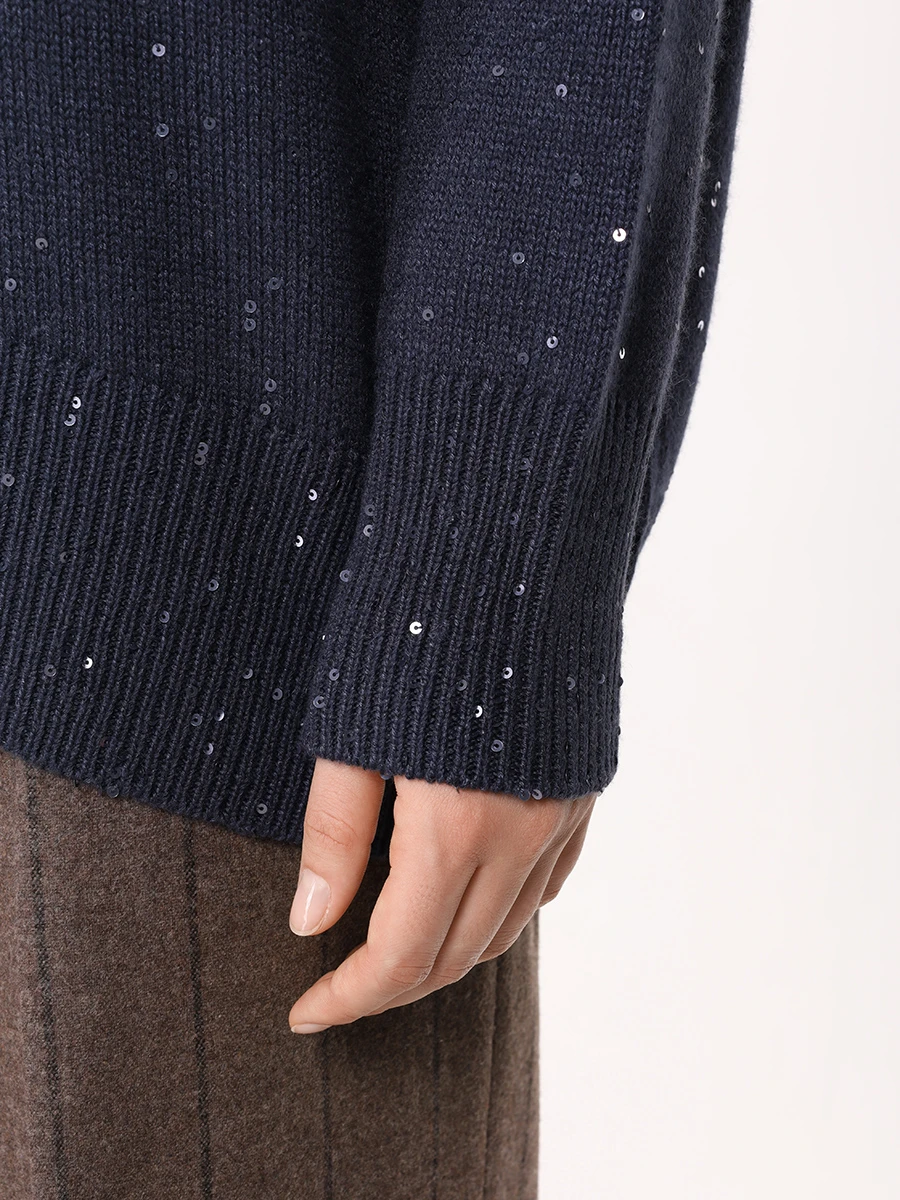 Свитер кашемировый BRUNELLO CUCINELLI M73539914 CJ786 Темно- Синий  Фото 5