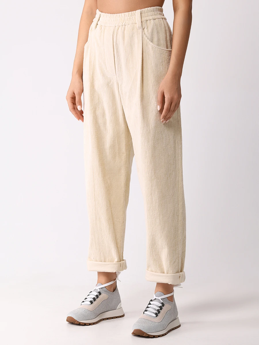 Брюки вельветовые BRUNELLO CUCINELLI MD574P8773 C1934 Бежевый  Фото 4