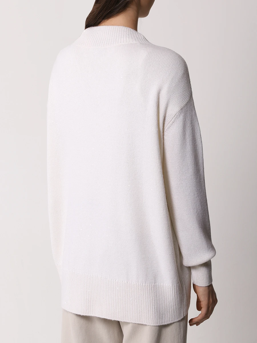 Пуловер кашемировый BRUNELLO CUCINELLI M73539922 CJ159 Белый  Фото 3