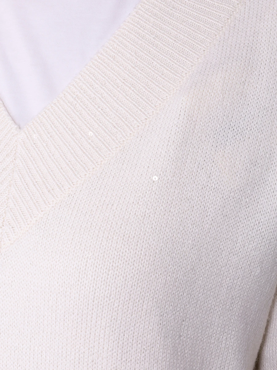 Пуловер кашемировый BRUNELLO CUCINELLI M73539922 CJ159 Белый  Фото 5
