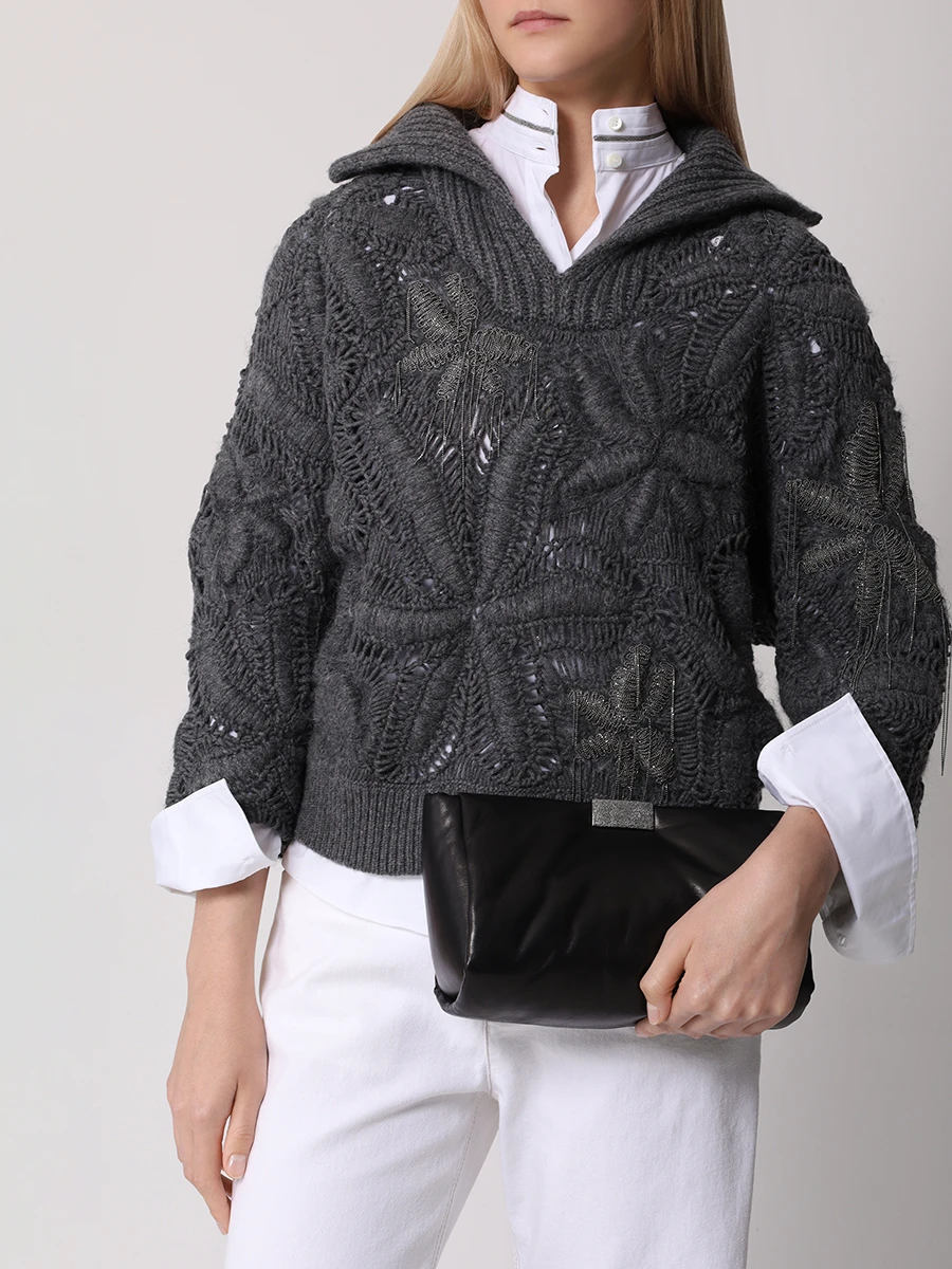 Клатч кожаный BRUNELLO CUCINELLI MBDAD2606 C101 Черный  Фото 2