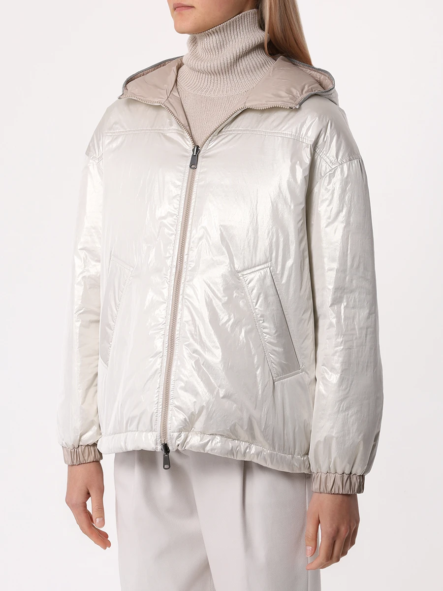 Пуховик двусторонний BRUNELLO CUCINELLI ML1597861 C130 Серебряный  Фото 4
