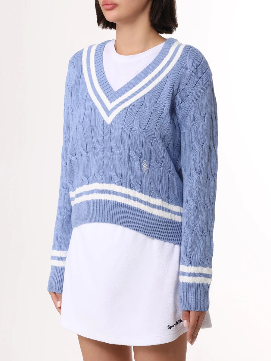 Пуловер хлопковый SPORTY & RICH WS011S41SS/104 Голубой  Фото 4