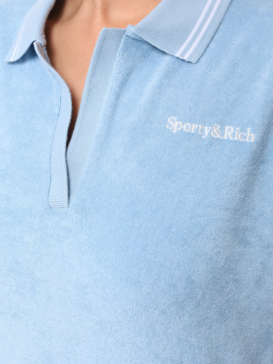 Поло хлопковое SPORTY & RICH TO025S416SS/104 Голубой  Фото 5