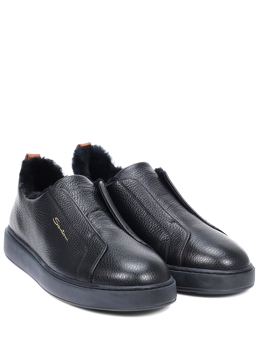 Кеды кожаные на меху SANTONI MBCG21995NEAPLLDN01 Черный  Фото 2