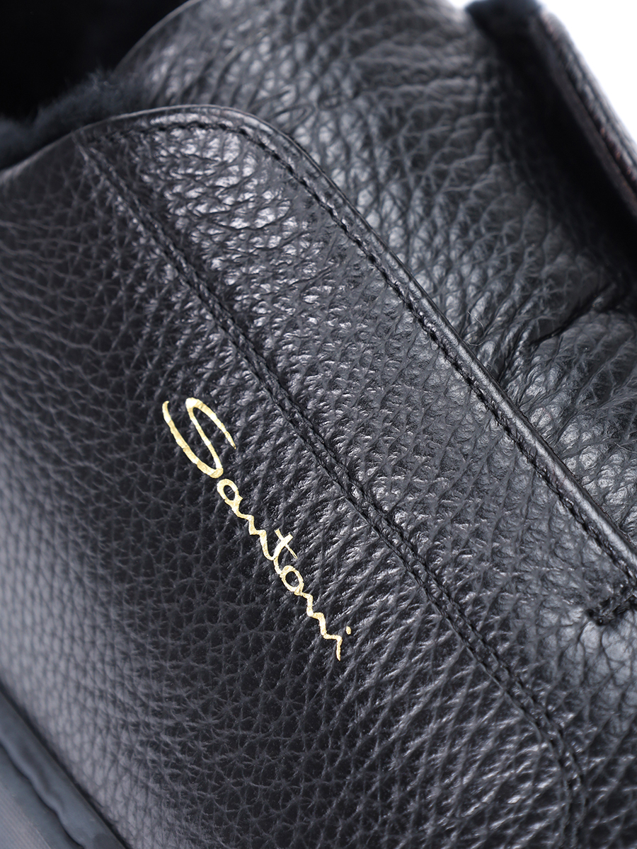 Кеды кожаные на меху SANTONI MBCG21995NEAPLLDN01 Черный  Фото 5