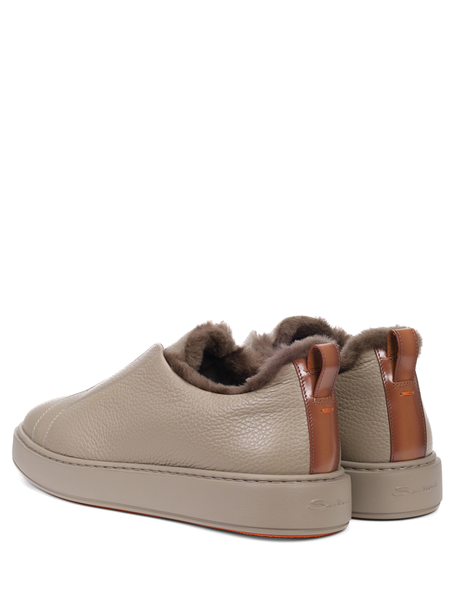 Кеды кожаные на меху SANTONI MBCG21995TARPLLDM45 Бежевый  Фото 4