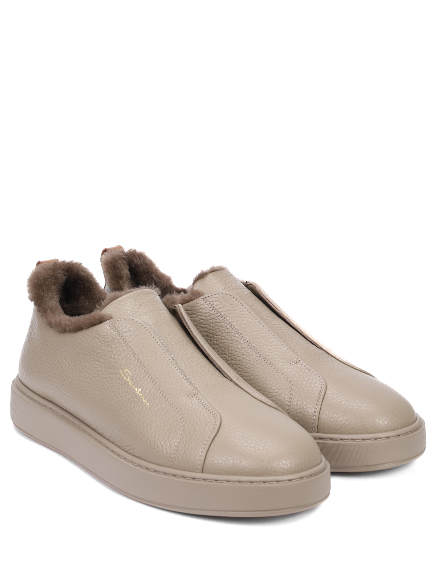 Кеды кожаные на меху SANTONI MBCG21995TARPLLDM45 Бежевый  Фото 2
