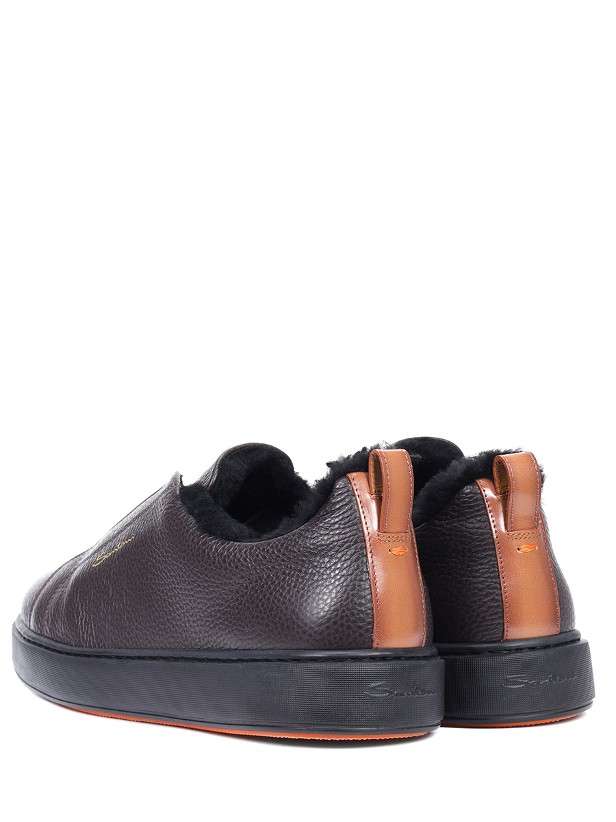 Кеды кожаные на меху SANTONI MBCG21995NEAPLLDT50 Коричневый  Фото 4