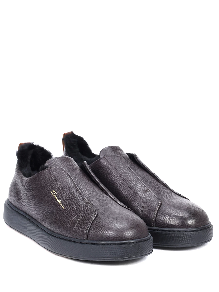 Кеды кожаные на меху SANTONI MBCG21995NEAPLLDT50 Коричневый  Фото 2