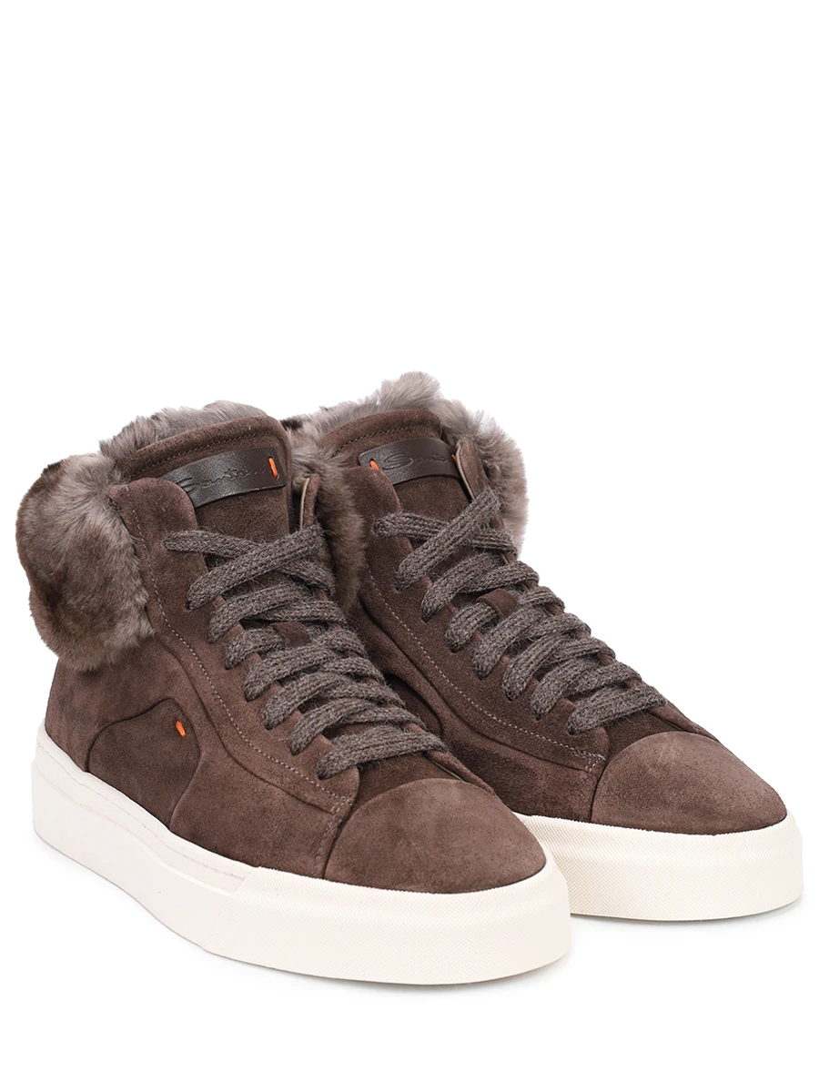 Кеды замшевые на меху SANTONI WBGG60951PNNPRXLT50 Коричневый  Фото 2