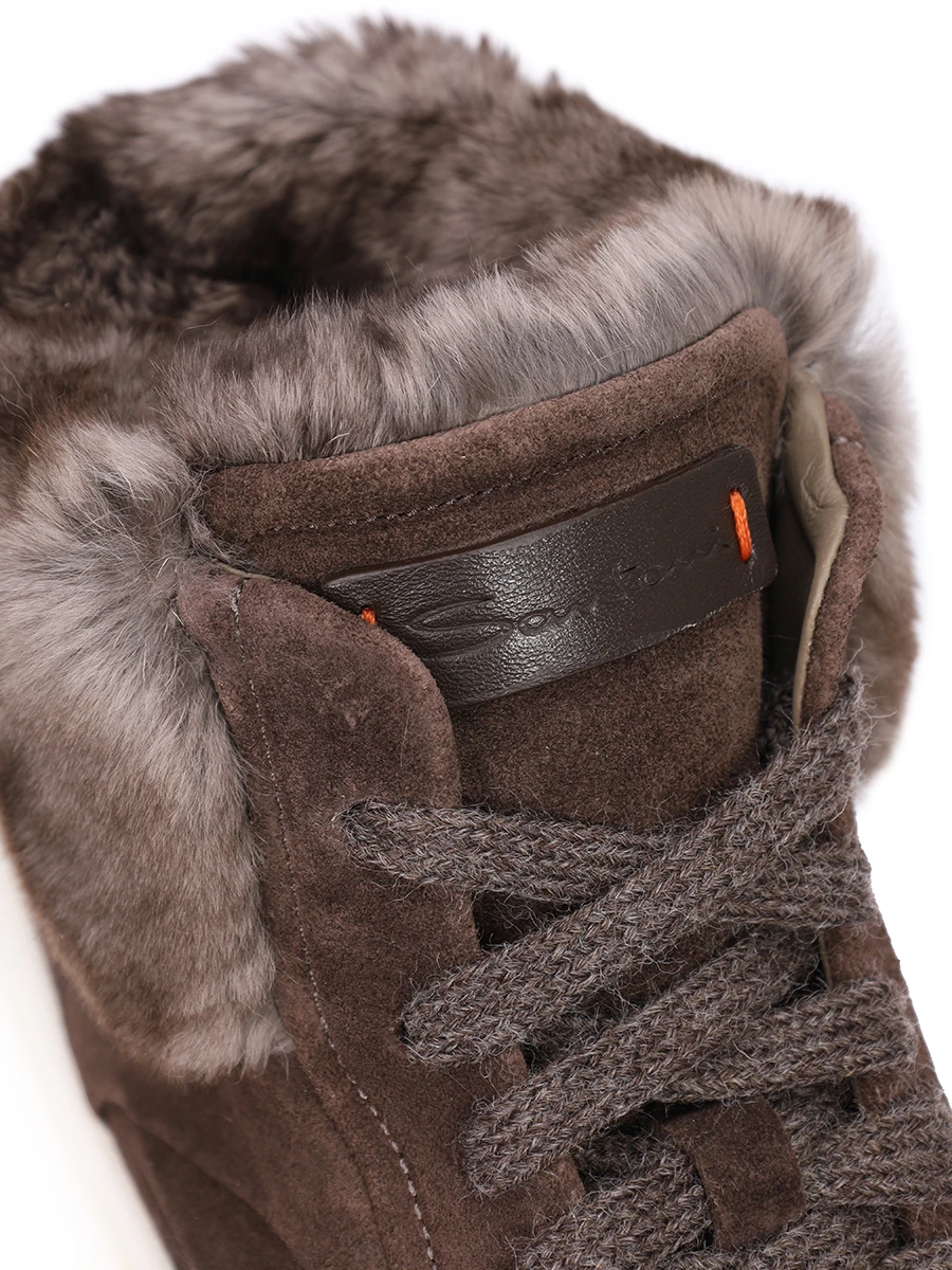 Кеды замшевые на меху SANTONI WBGG60951PNNPRXLT50 Коричневый  Фото 5