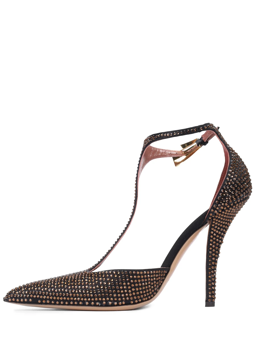 Туфли со стразами PARIS TEXAS PX1336 - XSTCH - JESSICA T-STRAP PUMP 105 Черный  Фото 3