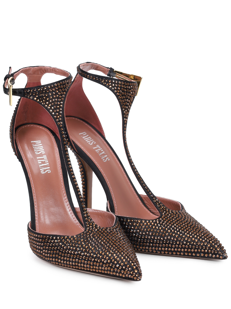 Туфли со стразами PARIS TEXAS PX1336 - XSTCH - JESSICA T-STRAP PUMP 105 Черный  Фото 2