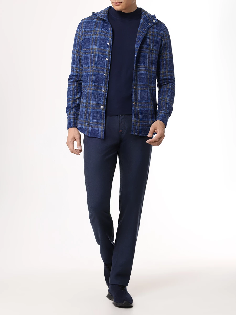 Рубашка Slim Fit шерстяная KITON UMCMARK0169E10000 Синий  Фото 2