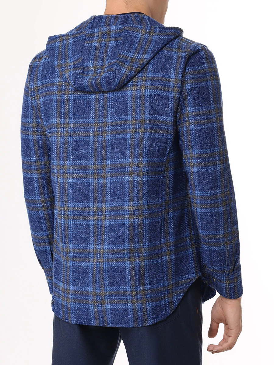 Рубашка Slim Fit шерстяная KITON UMCMARK0169E10000 Синий  Фото 3