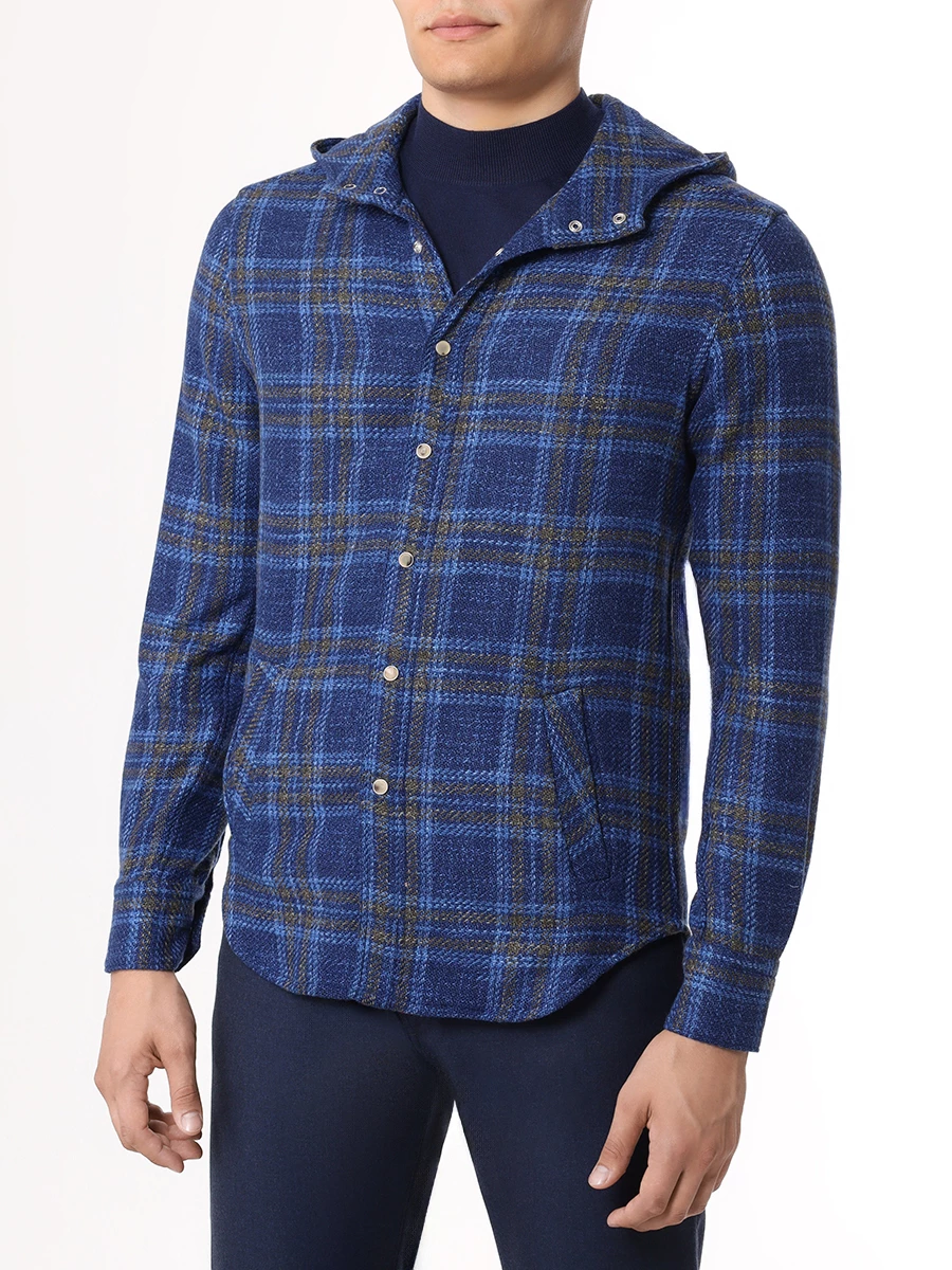 Рубашка Slim Fit шерстяная KITON UMCMARK0169E10000 Синий  Фото 4