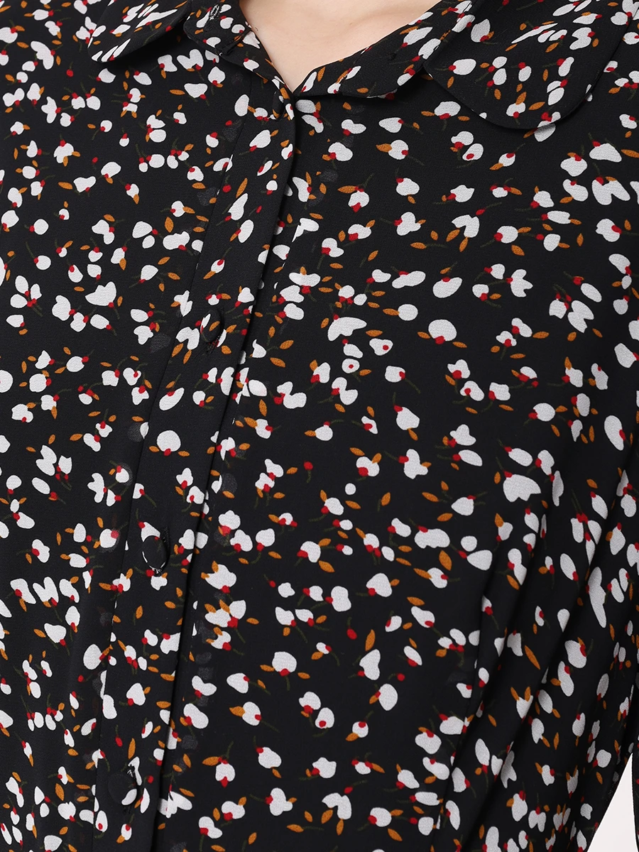 Платье шифоновое ROSEVILLE SS243610P/BLKFL Черный  Фото 5