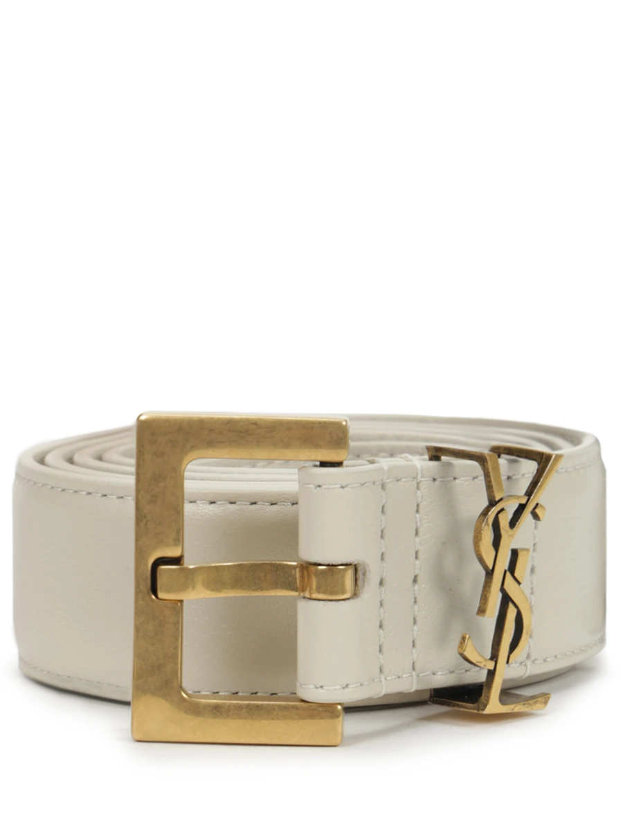Ремень кожаный SAINT LAURENT 634437 BOO0W 9207 Кремовый 