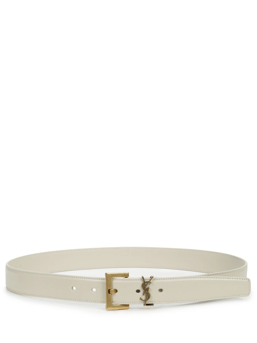 Ремень кожаный SAINT LAURENT 634437 BOO0W 9207 Кремовый  Фото 2