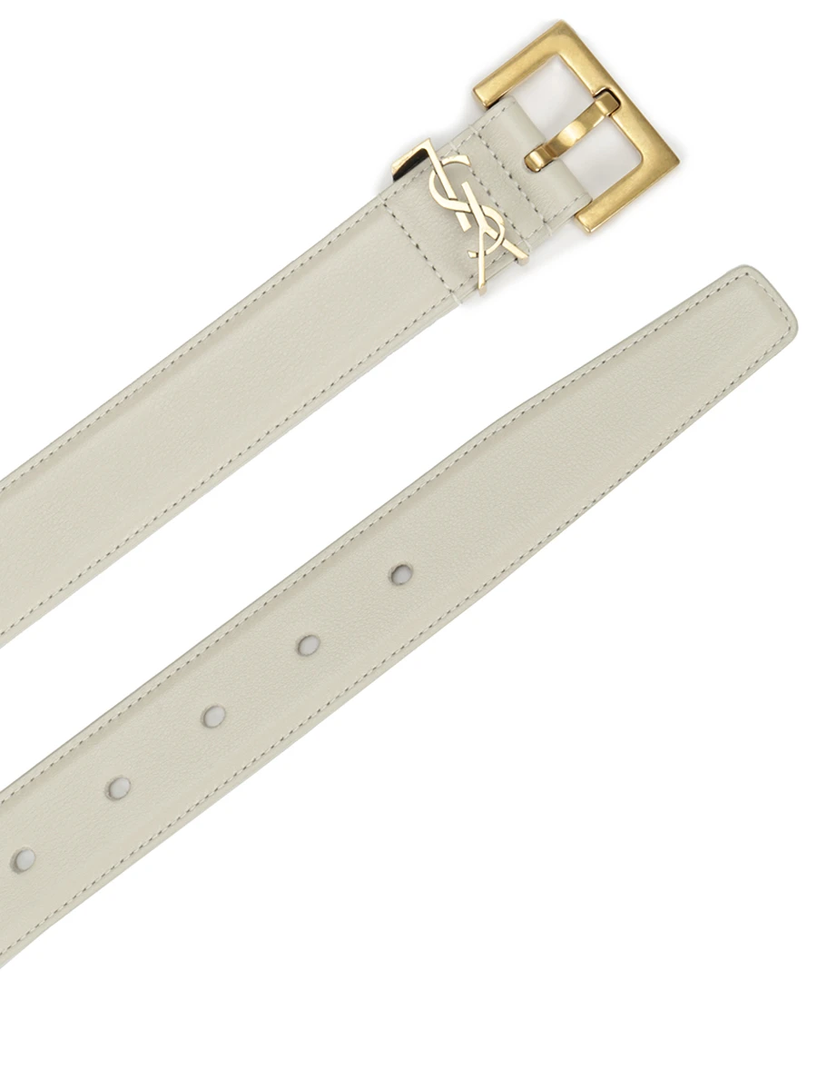 Ремень кожаный SAINT LAURENT 634437 BOO0W 9207 Кремовый  Фото 3