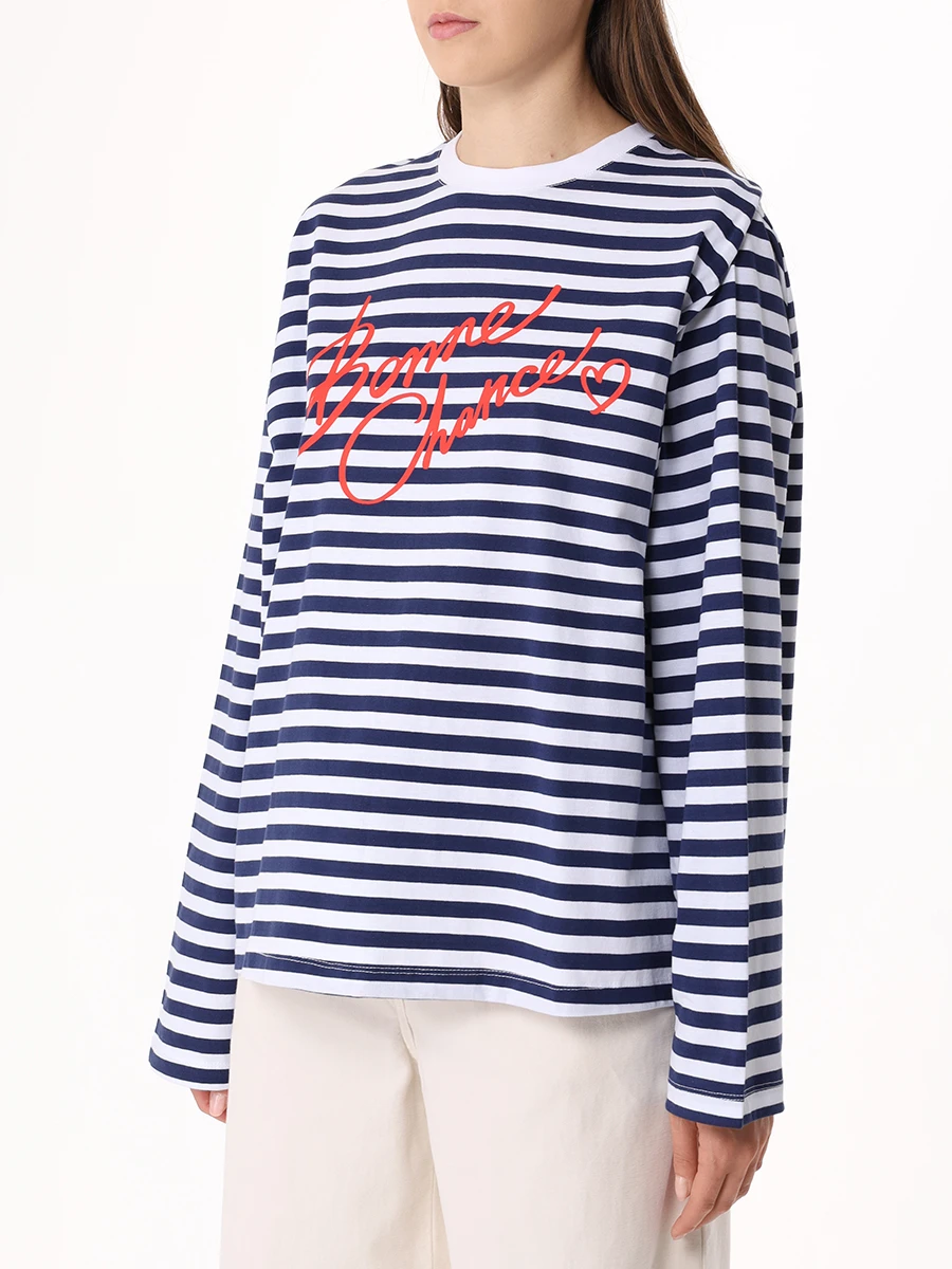 Лонгслив хлопковый LES ARCHIVES LA_1035FW24/25 Синий  Фото 4