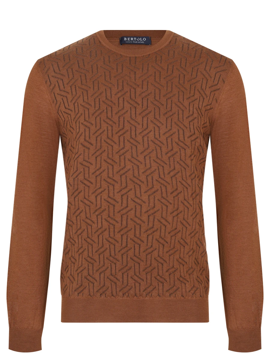 Джемпер из шерсти и шелка BERTOLO LUXURY MENSWEAR 902359/002429/5286 Коричневый 