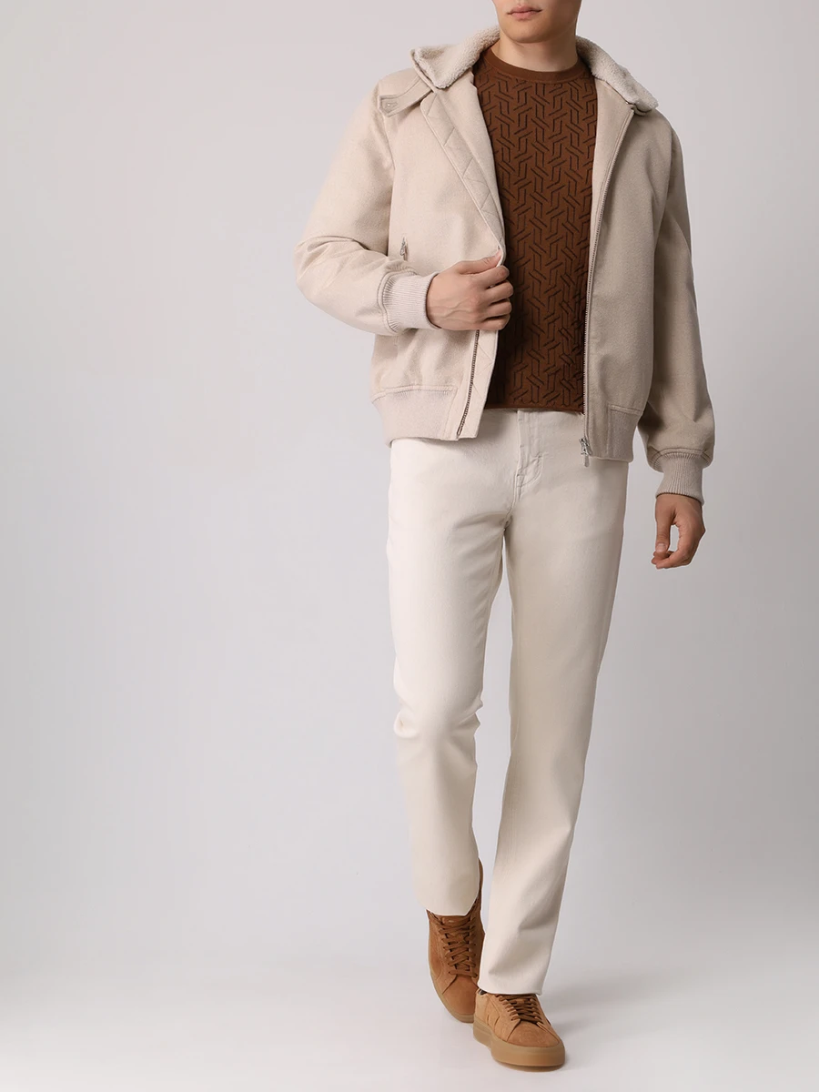 Джемпер из шерсти и шелка BERTOLO LUXURY MENSWEAR 902359/002429/5286 Коричневый  Фото 2