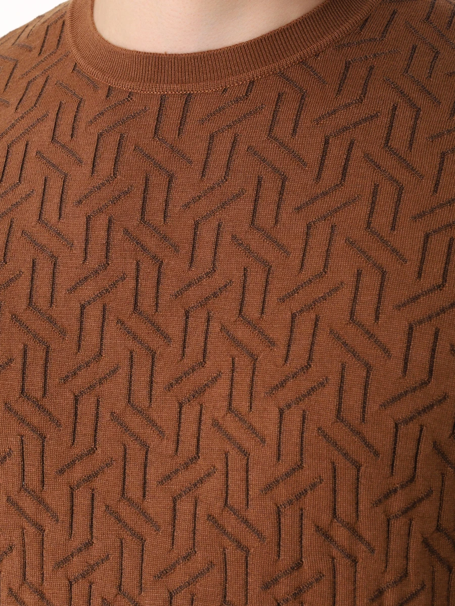 Джемпер из шерсти и шелка BERTOLO LUXURY MENSWEAR 902359/002429/5286 Коричневый  Фото 5