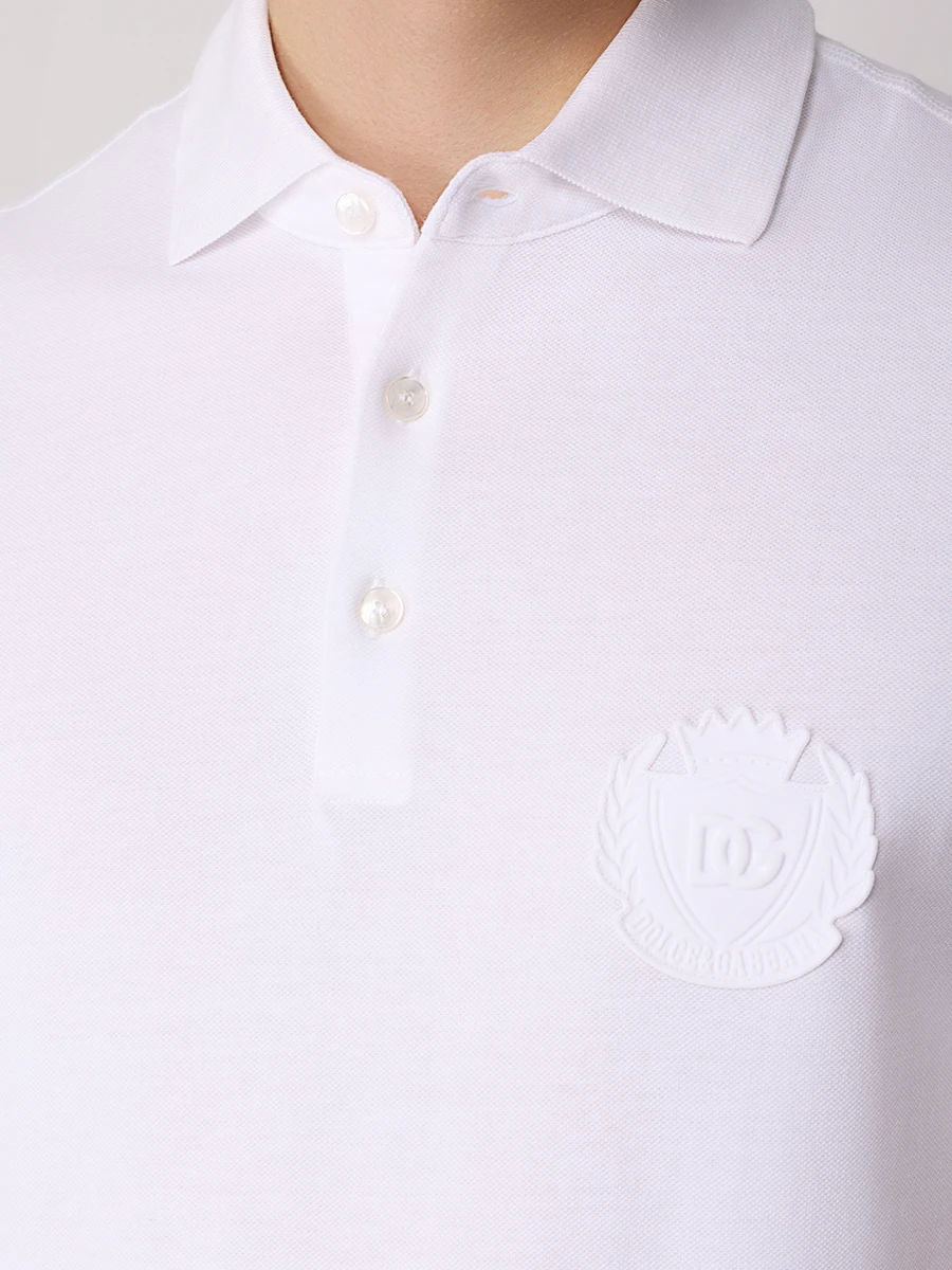 Поло хлопковое DOLCE & GABBANA G8PL4Z G7NYY W0800 Белый  Фото 5