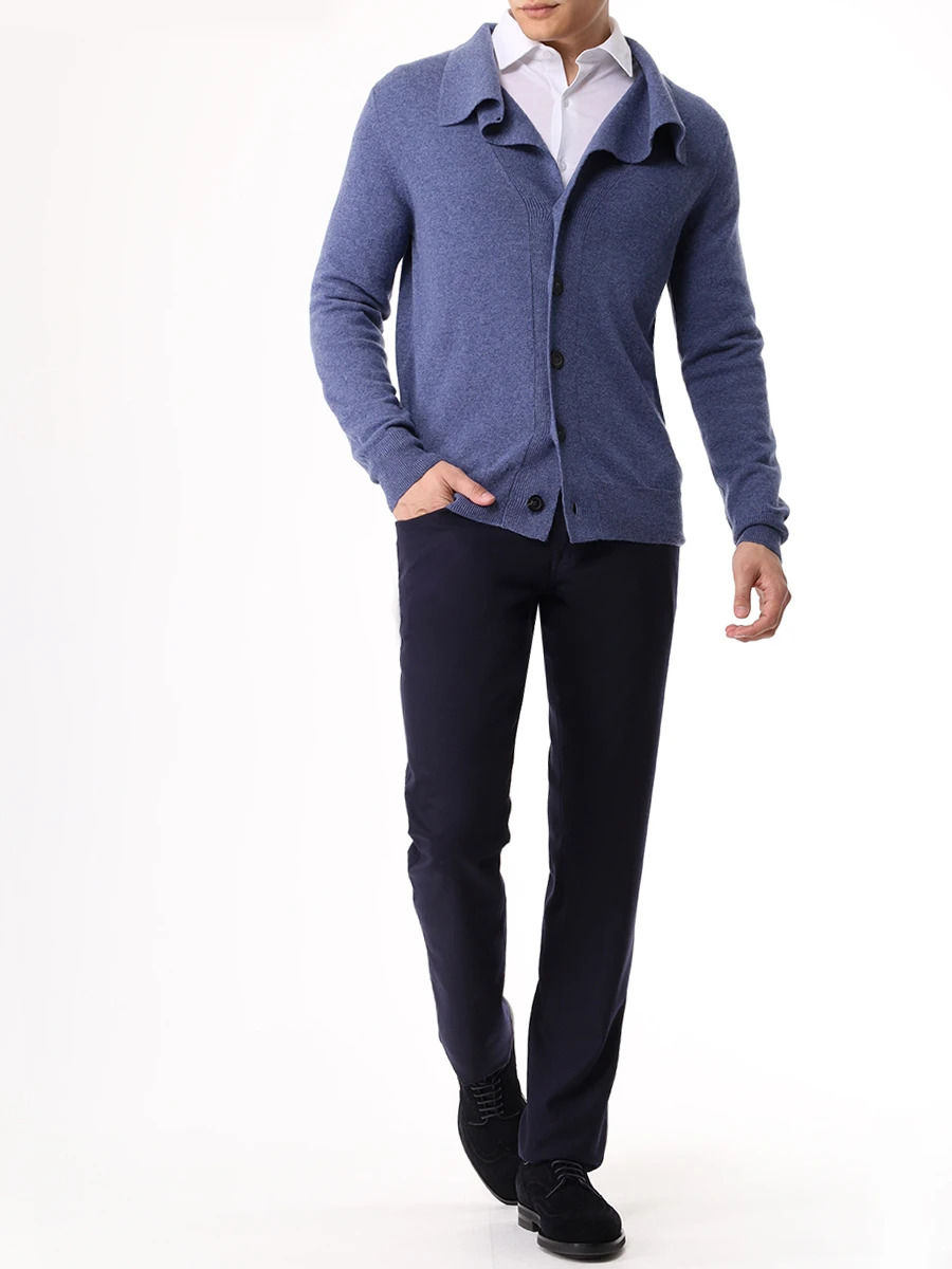 Кардиган кашемировый MALO UXG077 F1C02 E0687 Голубой  Фото 2