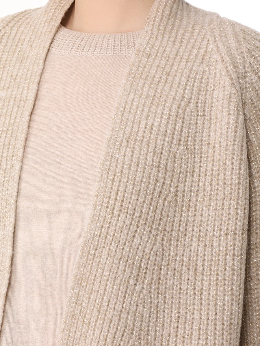 Кардиган шерстяной с люрексом LE TRICOT PERUGIA 154_26178 - 8199 Бежевый  Фото 5