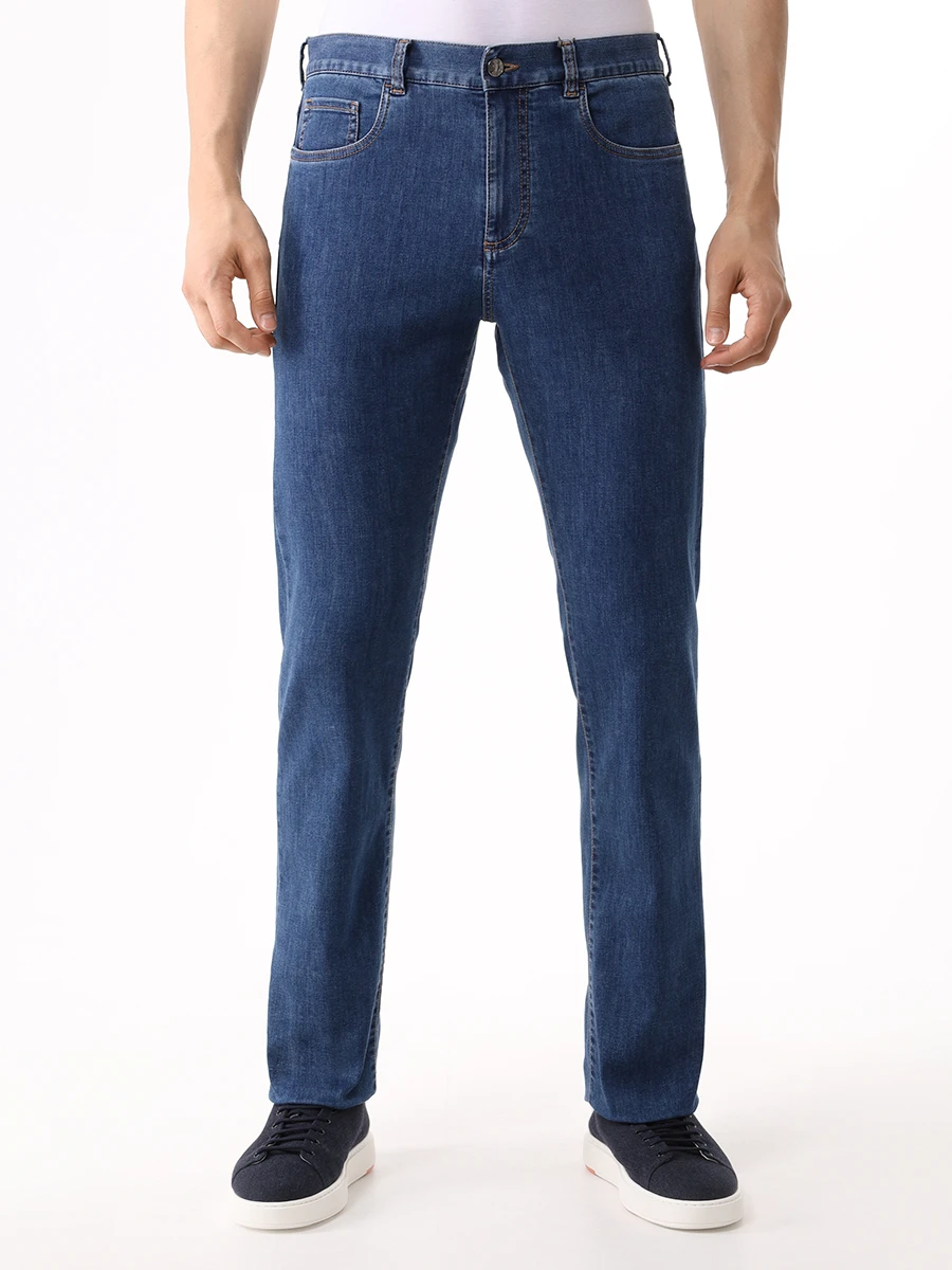 Джинсы Regular Fit хлопковые CANALI PD01422/302/91719 Синий  Фото 4