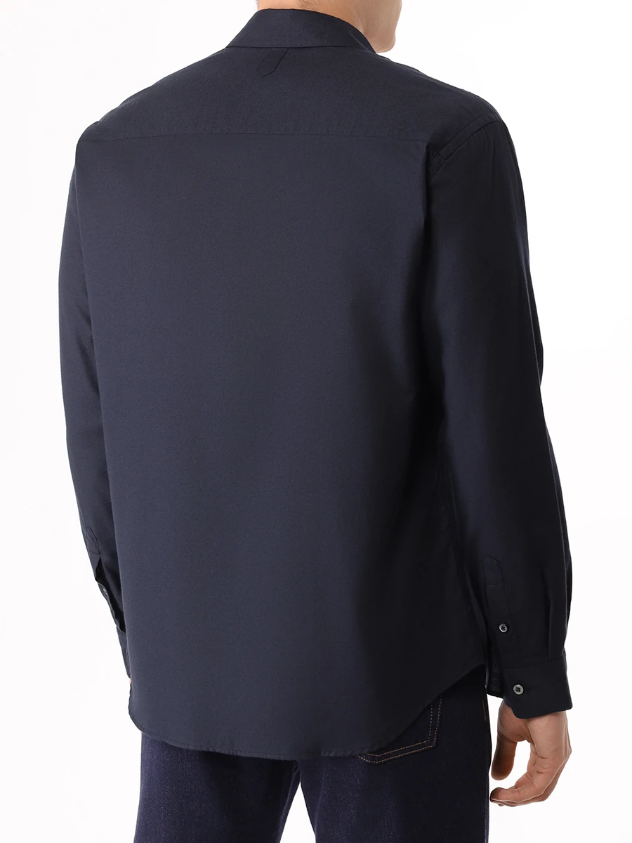 Рубашка Regular Fit из хлопка и лиоцелла CANALI GL03347/301/CSL2041 Синий  Фото 3