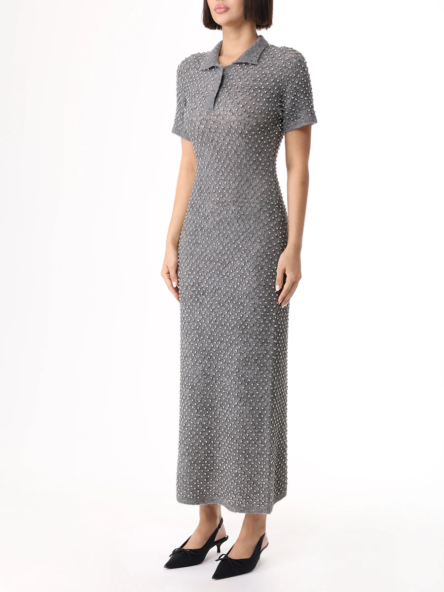 Платье с кристаллами DAVID KOMA PF24DKKN05D Серый  Фото 4