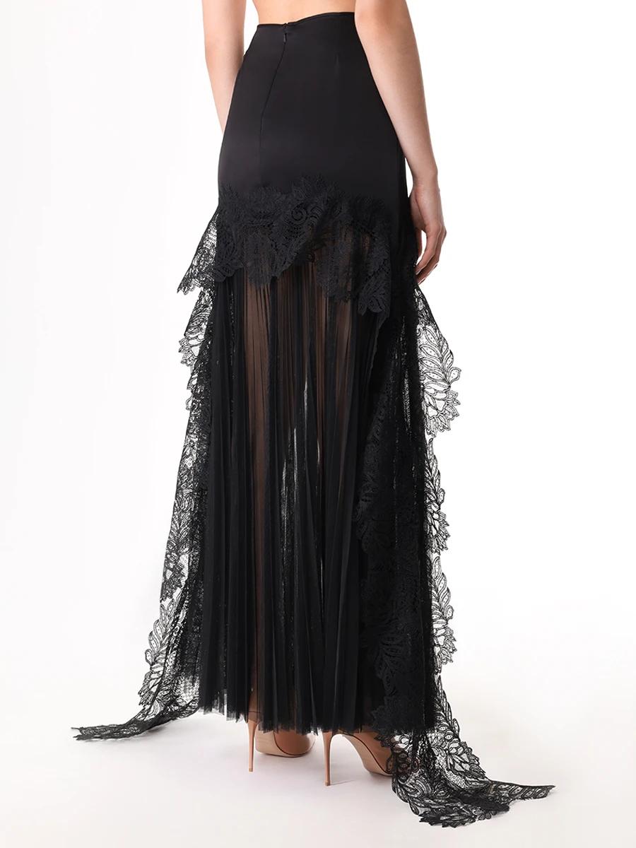 Юбка с кружевом DAVID KOMA PF24DK66SL Черный  Фото 3