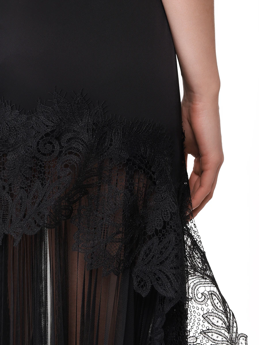Юбка с кружевом DAVID KOMA PF24DK66SL Черный  Фото 6