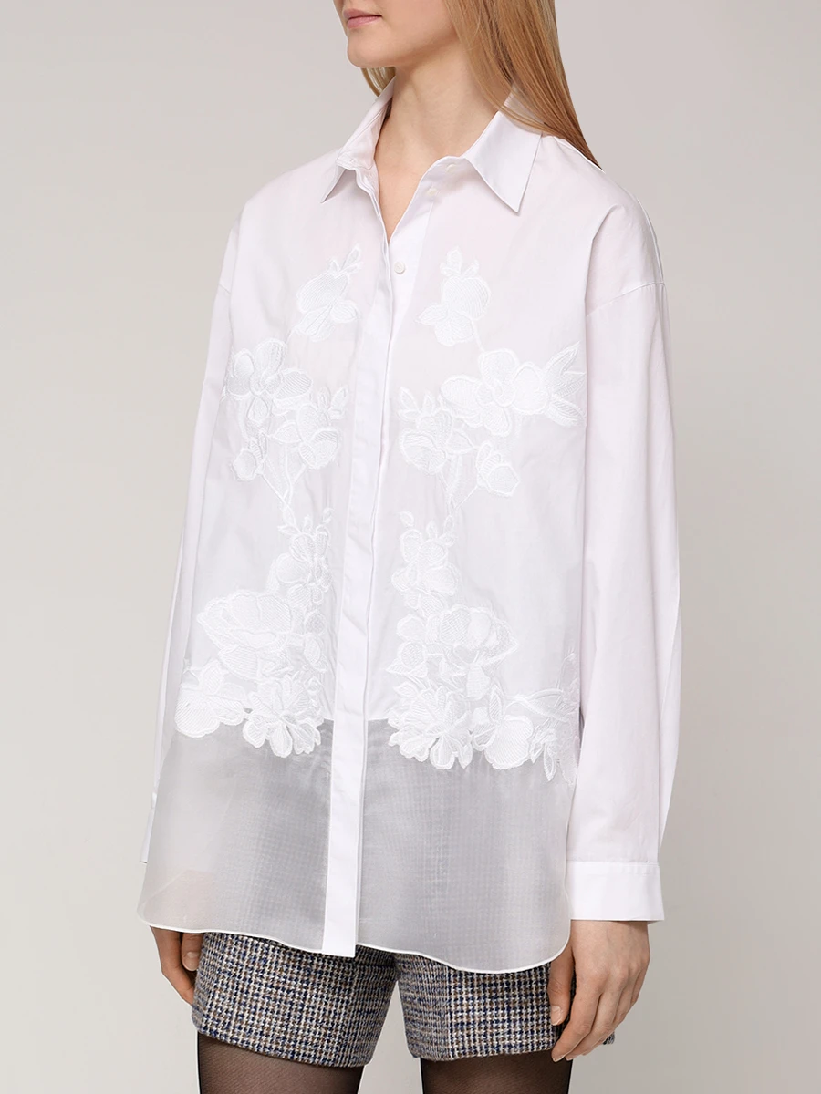 Рубашка хлопковая ELIE SAAB SH036NP24PO011 W0001 Белый  Фото 4