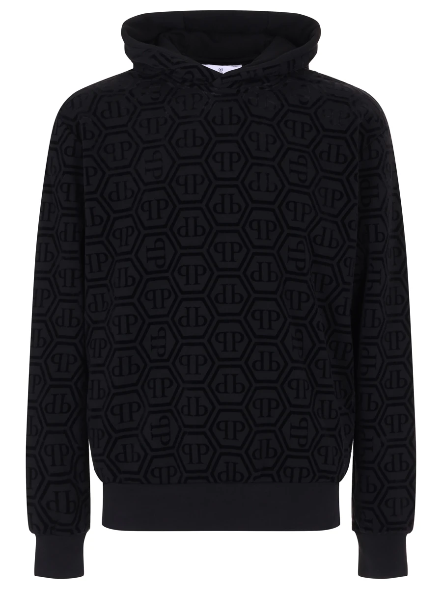 Худи хлопковое PHILIPP PLEIN MJB3379/02 Черный 