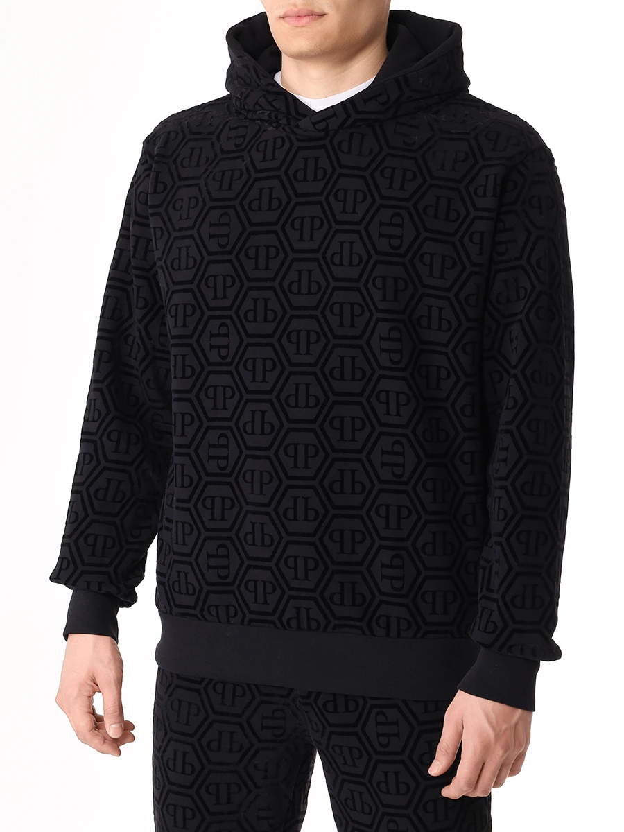 Худи хлопковое PHILIPP PLEIN MJB3379/02 Черный  Фото 4
