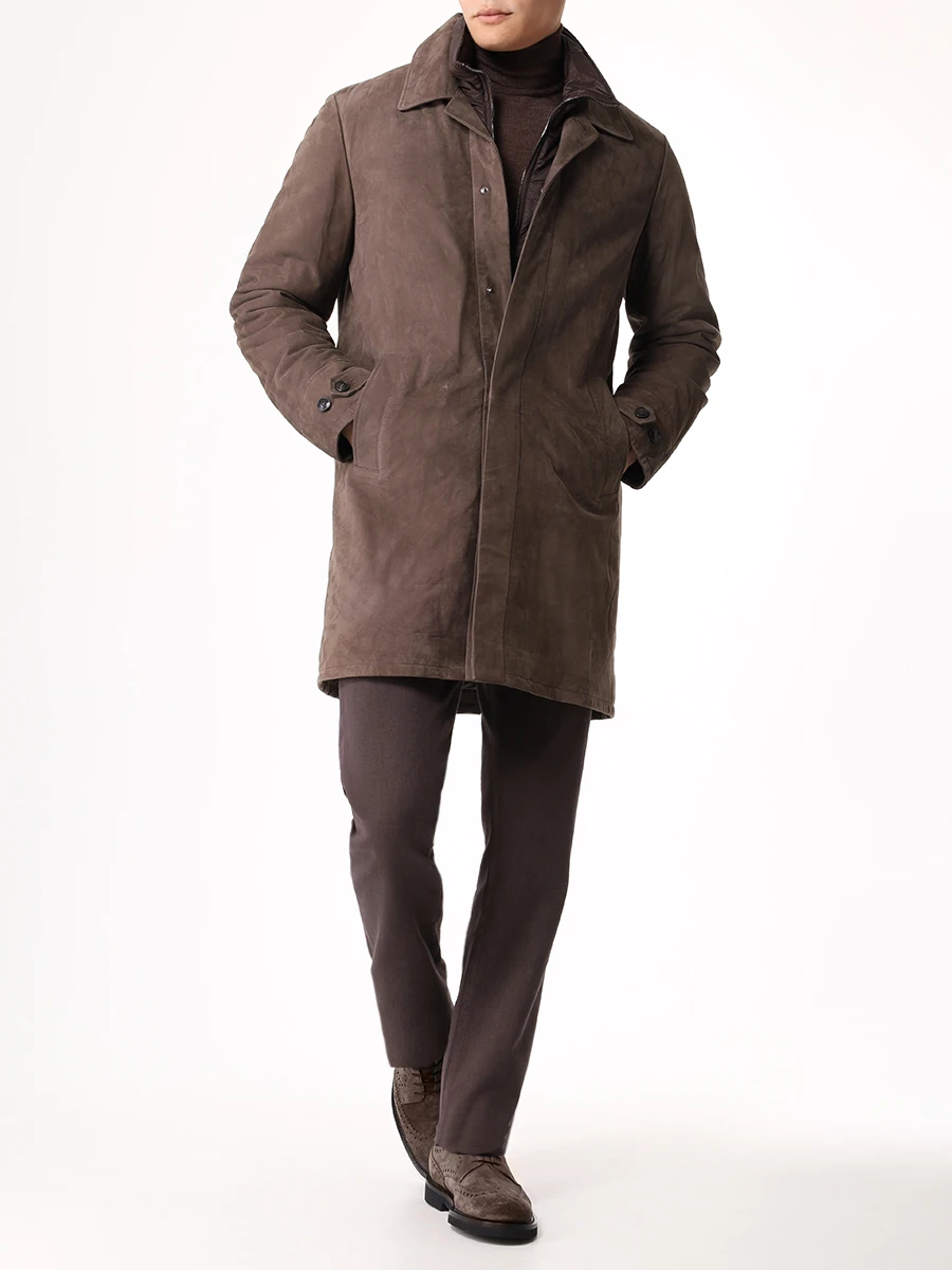 Куртка из нубука MANZONI 24 24U673-L27FURY Коричневый  Фото 2