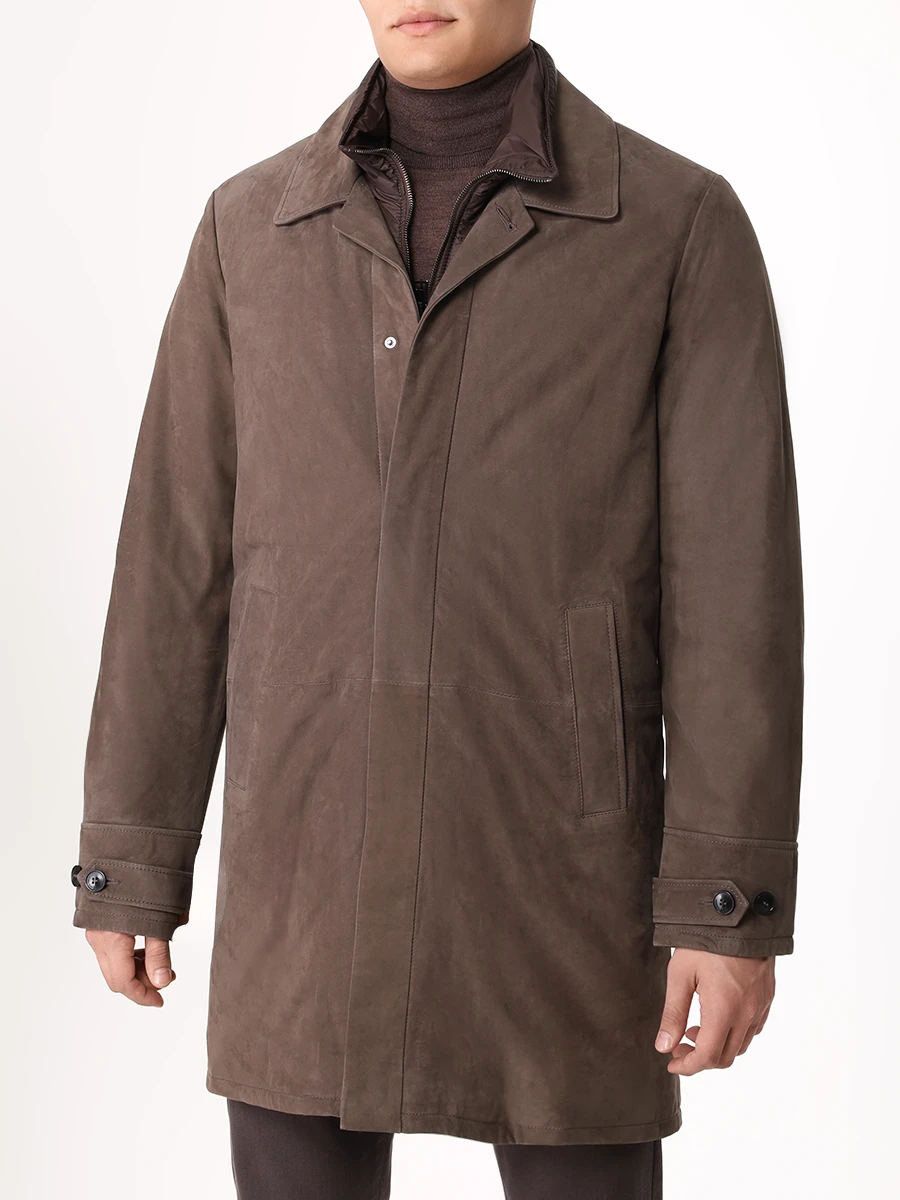 Куртка из нубука MANZONI 24 24U673-L27FURY Коричневый  Фото 4